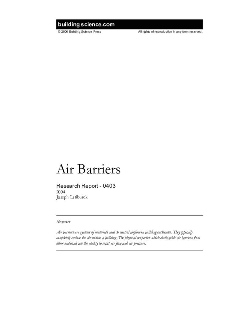 RR-0403: Air Barriers | Building Science Corporation