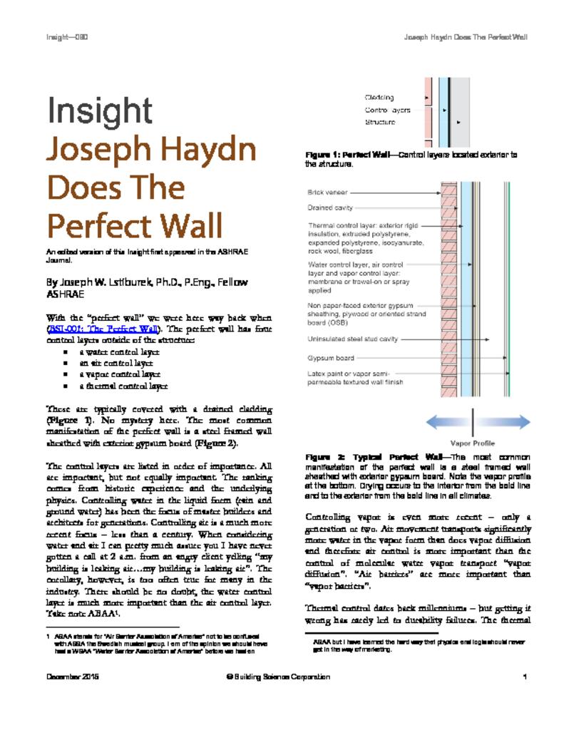 BSI-090: Joseph Haydn Does The Perfect Wall | Building Science Corporation